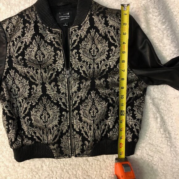 Gorgeous Lamarque one-of-a-kind moto jacket! Leather and Gold! Size S, small - Picture 5 of 6